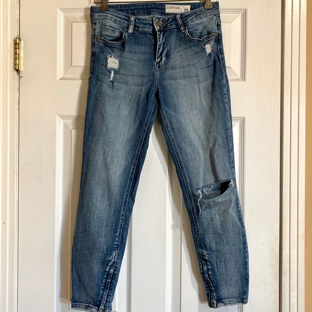 Pistola Distressed Ankle Zip